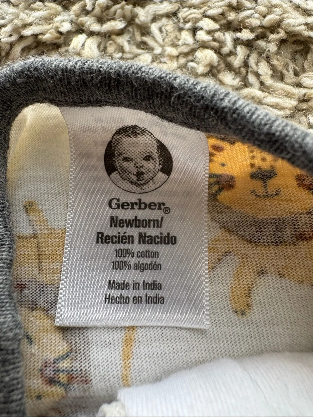 Gerber Organic Cotton Lion Footed Zip Sleeper Hat & Mittens Set Newborn